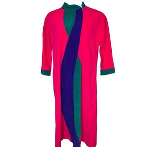 VTG Vanity‎ Fair Womens Furry Robe House Coat Sz M Mod Colorblock Golden Girls